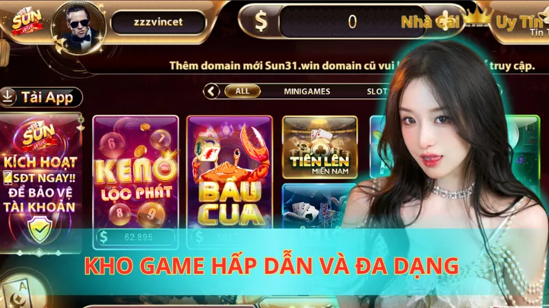 Kho game hấp dẫn và đa dạng 